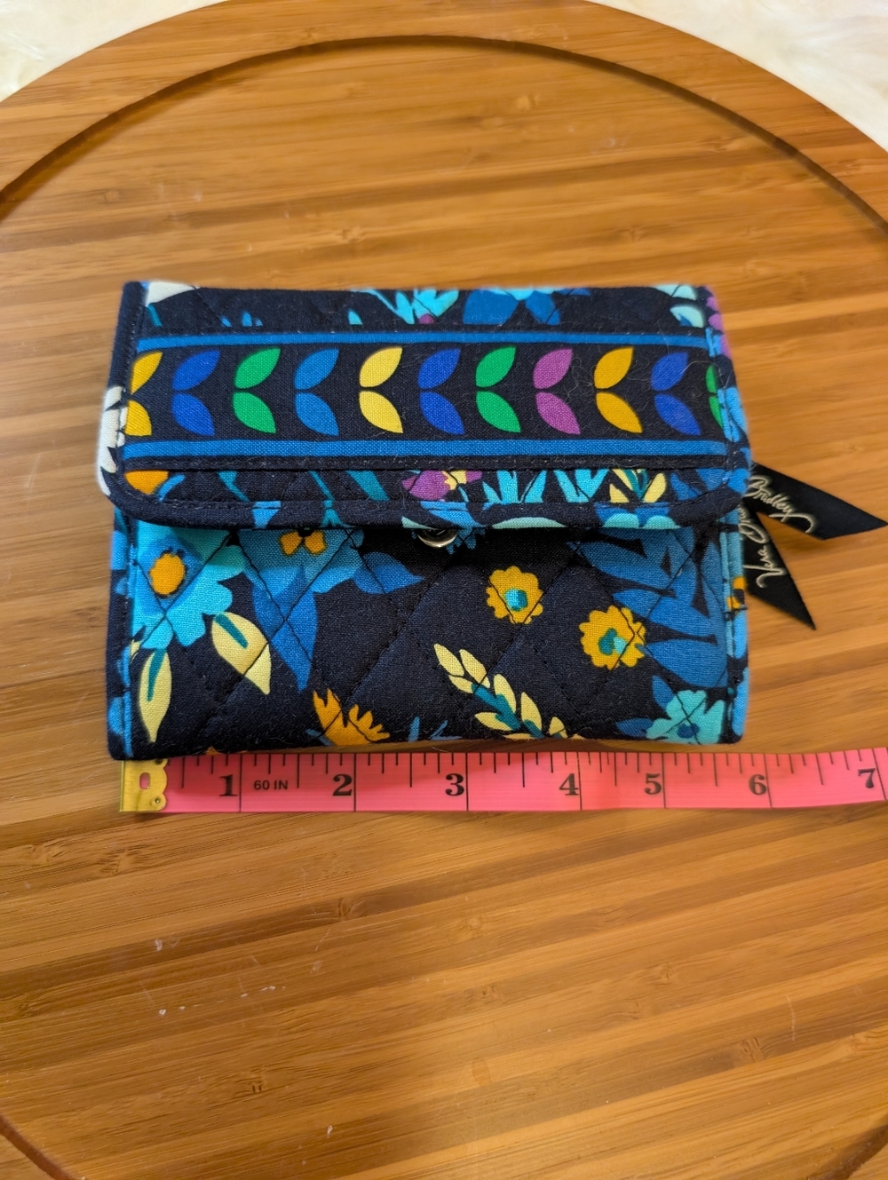 Vera Bradley Navy Floral Quilted Wallet with Multicolor Accents